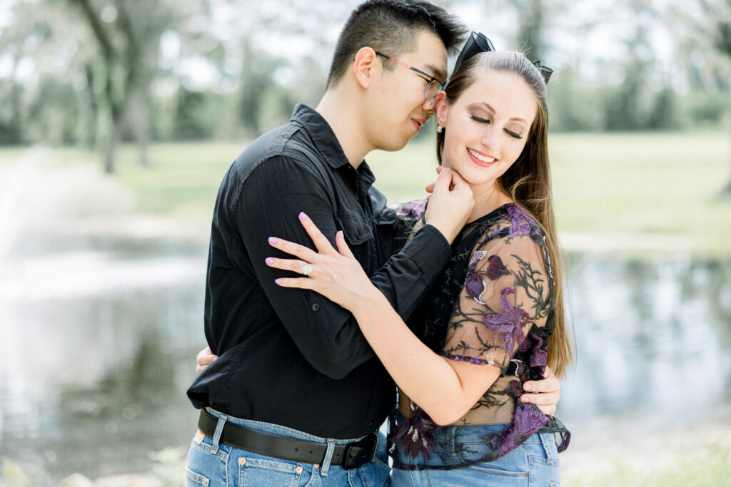 Florida engagement photographer Jessica Thomas capturing natural, timeless moments at Andalusian Oaks