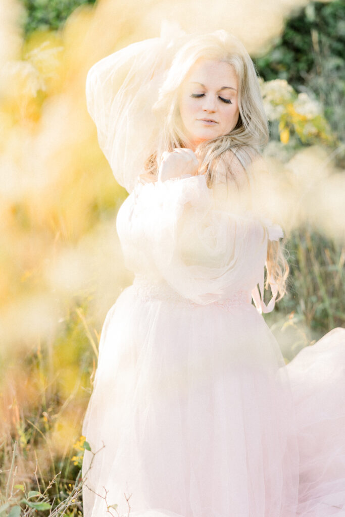 Golden hour portraits in pink dress