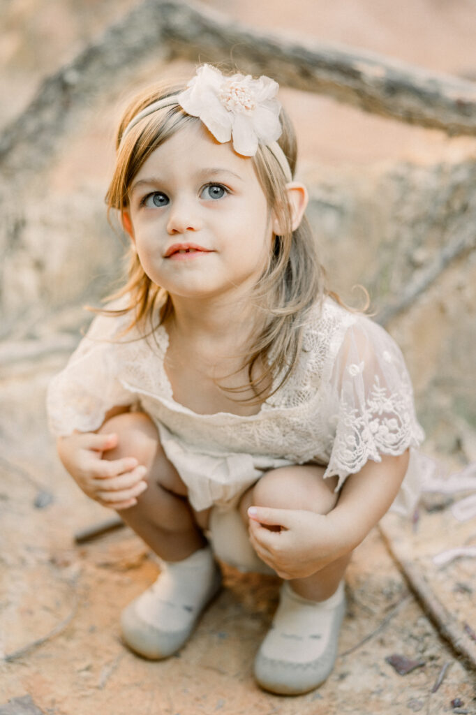 Toddler smiling in the canyons of Georgia