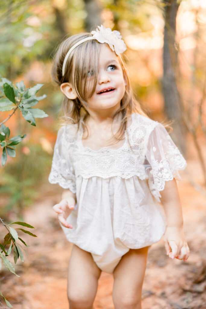 Toddler smiling during sunset in a canyon in Georgia